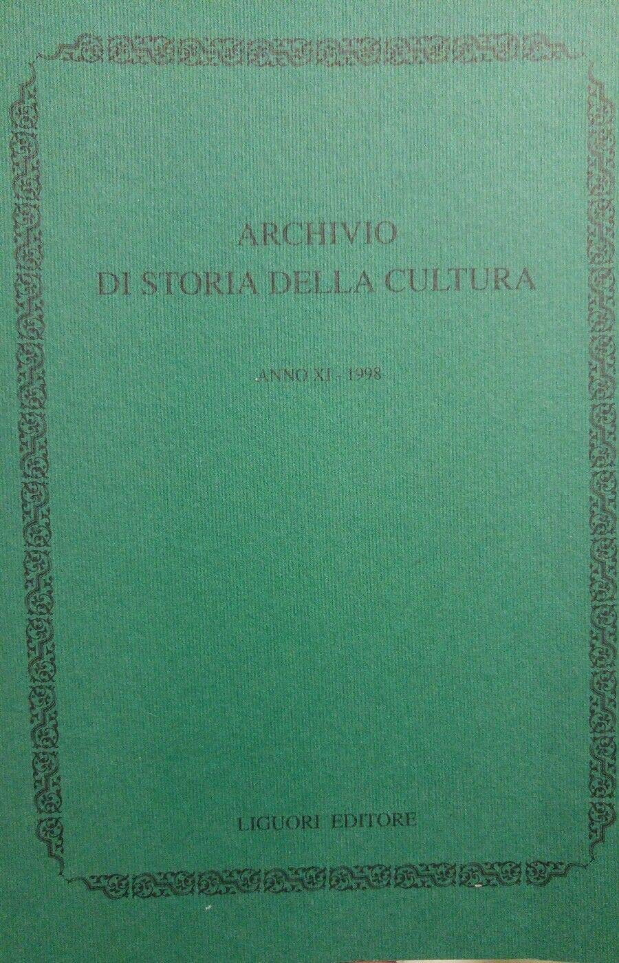 Archivio di storia della cultura (1998) Books
