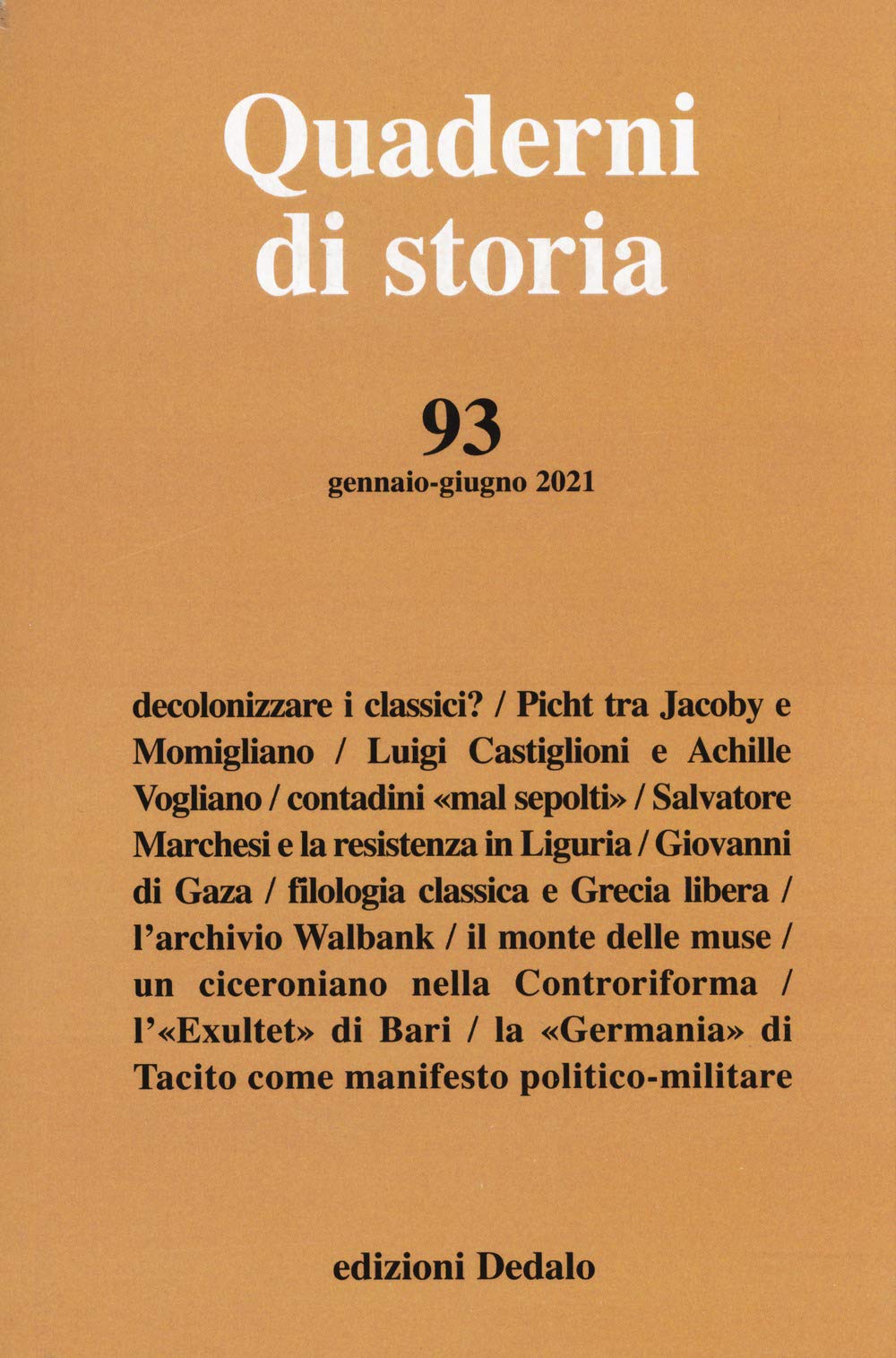 Quaderni di storia. Gennaio-giugno 2021 (2021) (Vol. 93) book