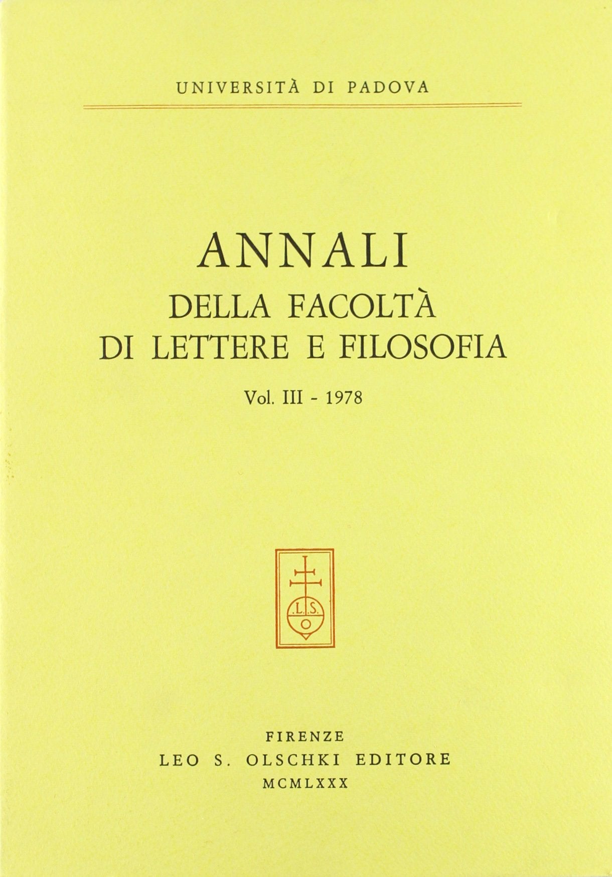 Annali della Facoltà di lettere e filosofia dell'Università di Padova (1978) Contemporary literature