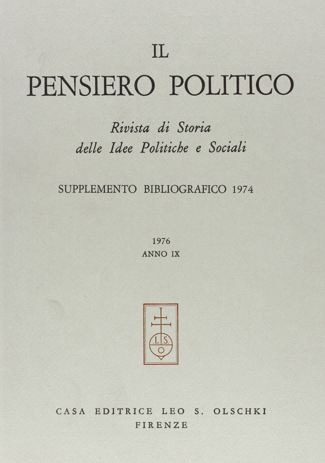 Il Pensiero Politico. Supplementi bibliografici (1974) Books