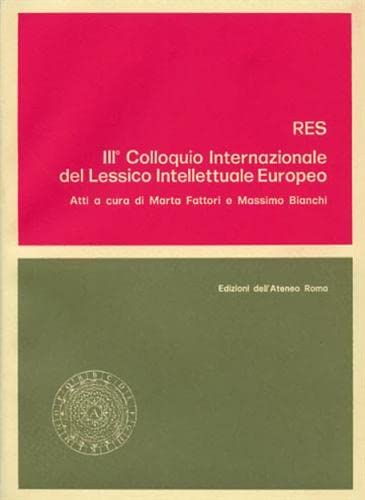 Lessico Intellettuale Europeo. Res. Books