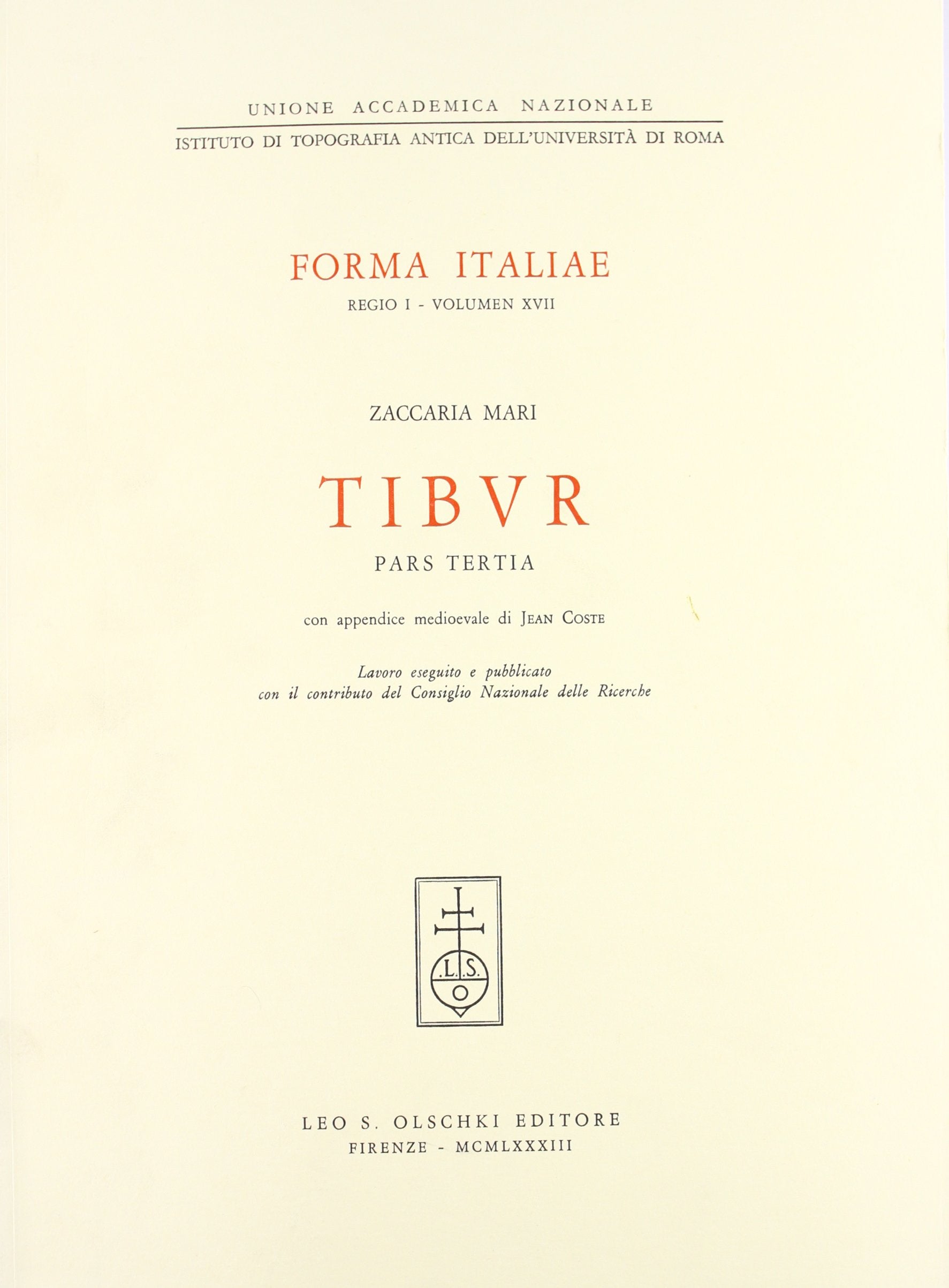 Tibur (Vol. 3) (Forma Italiae) Books