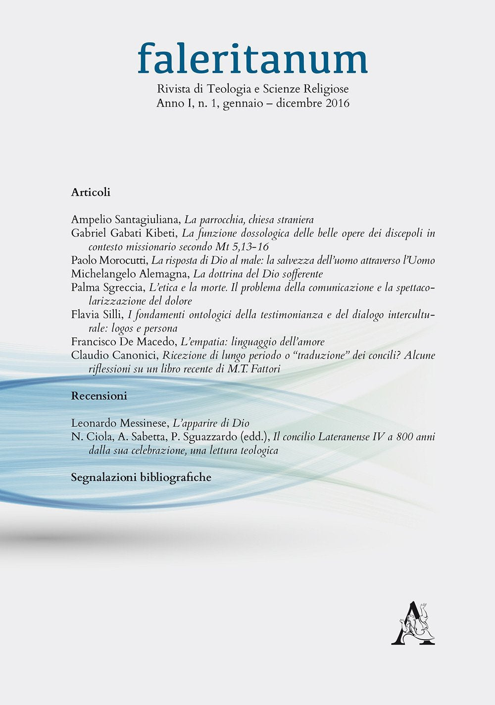 Faleritanum. Rivista di teologia e scienze religiose (2016) (Vol. 1) Reference Books