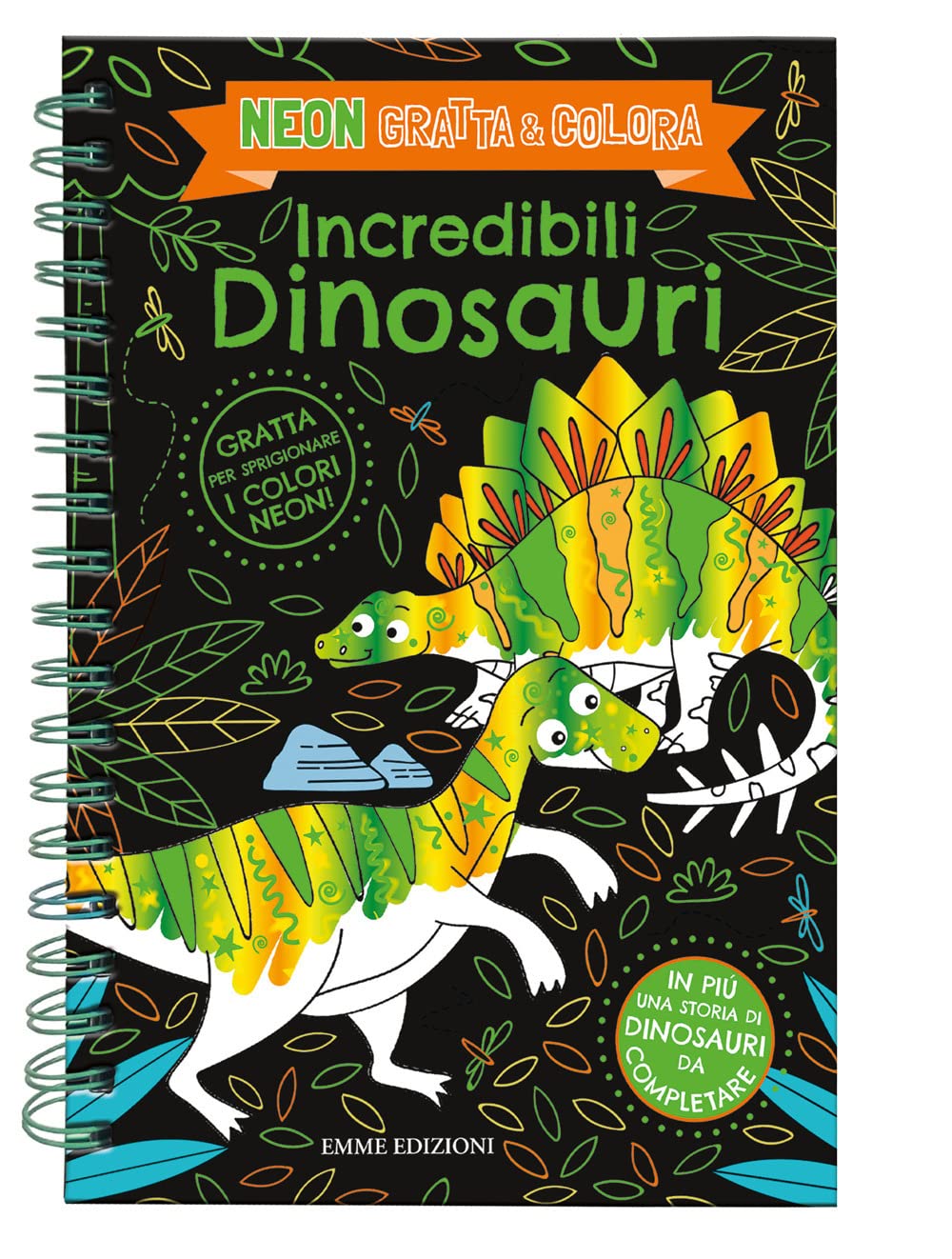 Incredibili dinosauri. Neon gratta e colora. Ediz. a spirale book