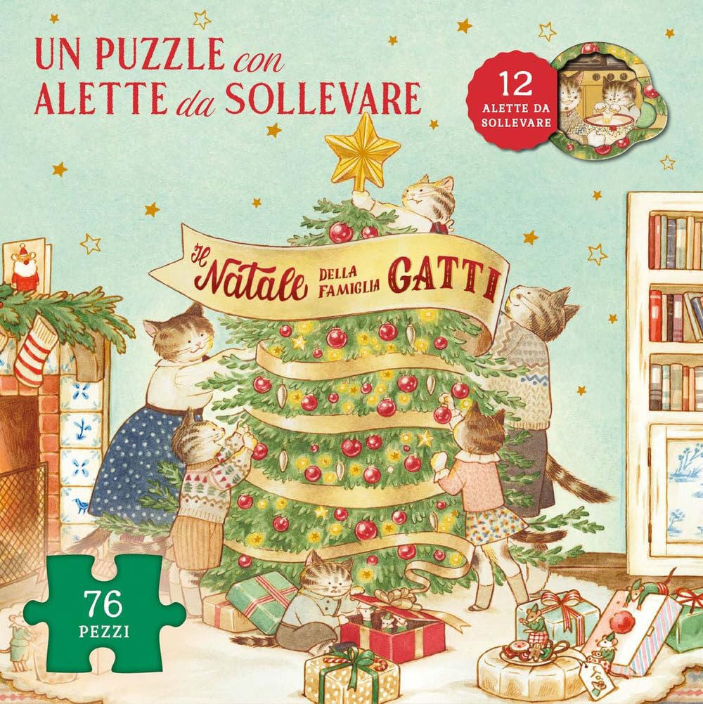 Il Natale della famiglia Gatti. Ediz. a colori. Con puzzle con alette da sollevare book