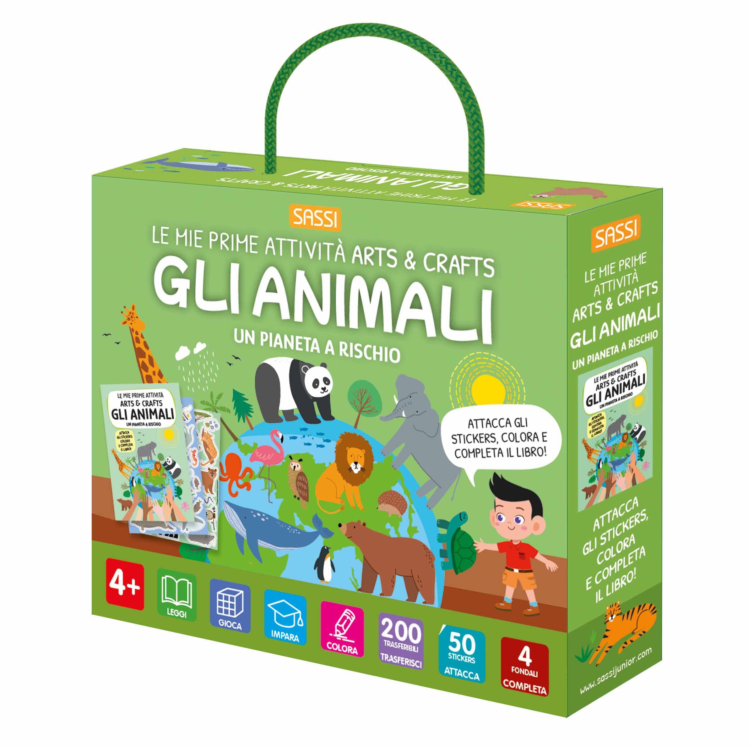 Gli animali. Le mie prime attività arts & crafts. Con 4 fondali. Con 200 trasferibili. Con 50 Adesivi book