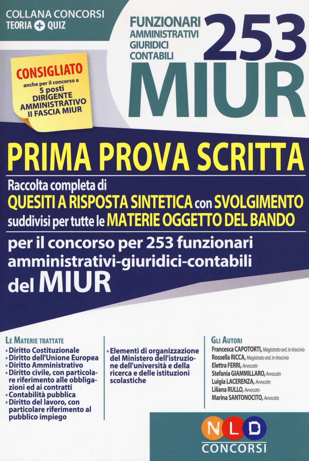 253 funzionari amministrativi giuridici contabili MIUR. Prima prova scritta book