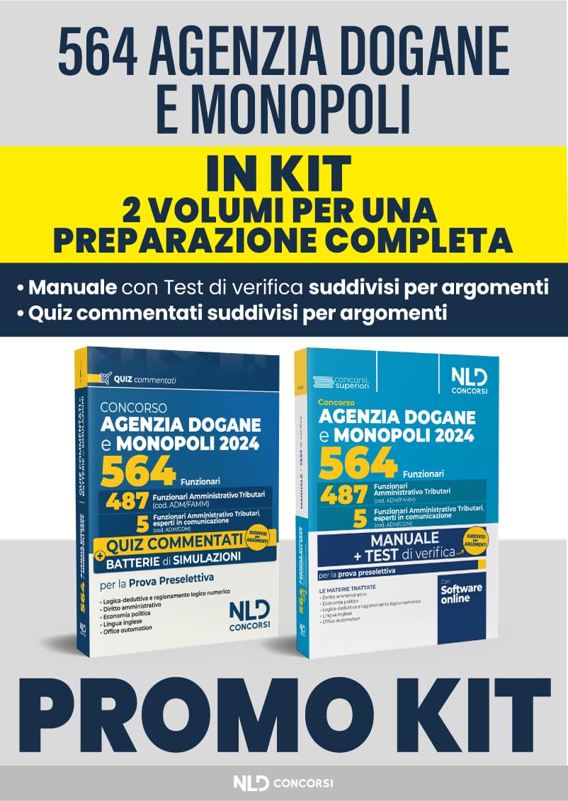 Kit Concorso 564 funzionari Agenzia delle Dogane e dei Monopoli. Manuale + Quiz commentati Business, Finance & Career