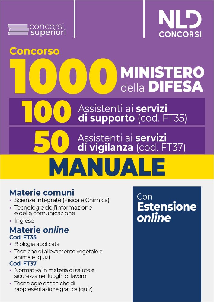 Concorso 1000 assistenti Ministero della Difesa. 100 assistenti ai servizi di supporto e 50 assistenti ai servizi di vigilanza. Con espansione online book