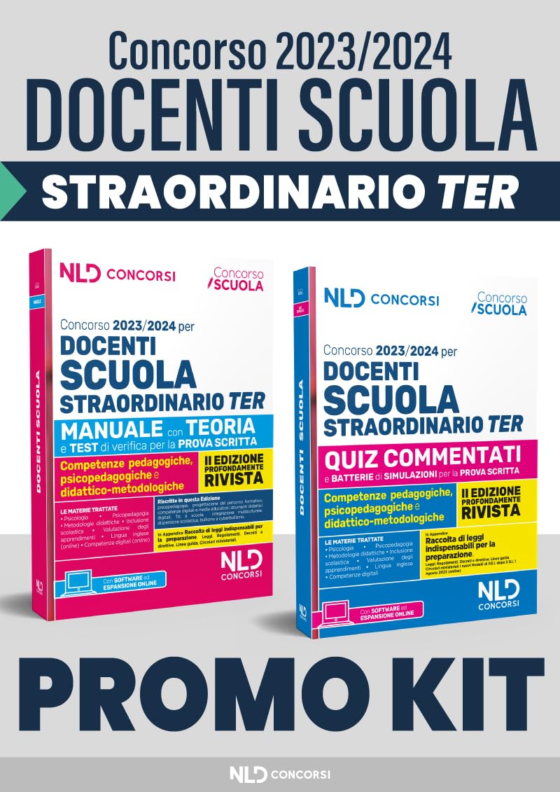 Concorso docenti scuola straordinario TER 2023-2024. Kit: Manuale con teoria e test di verifica per la prova scritta-Quiz commentati per la prova scritta book