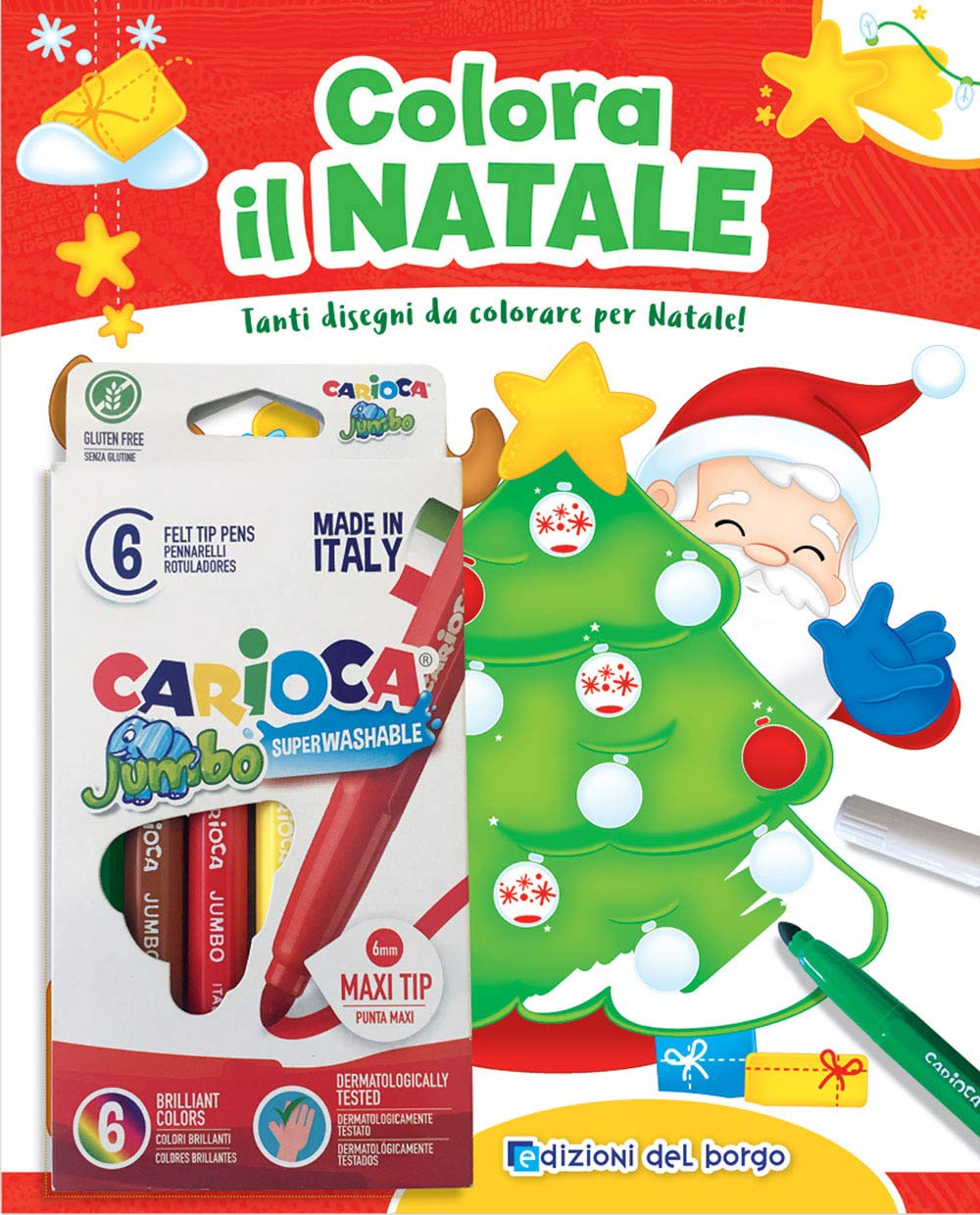 Colora il Natale. Tanti disegni da colorare per Natale! Ediz. a colori. Con 6 pennarelli Jumbo Carioca Tiptoi & Games