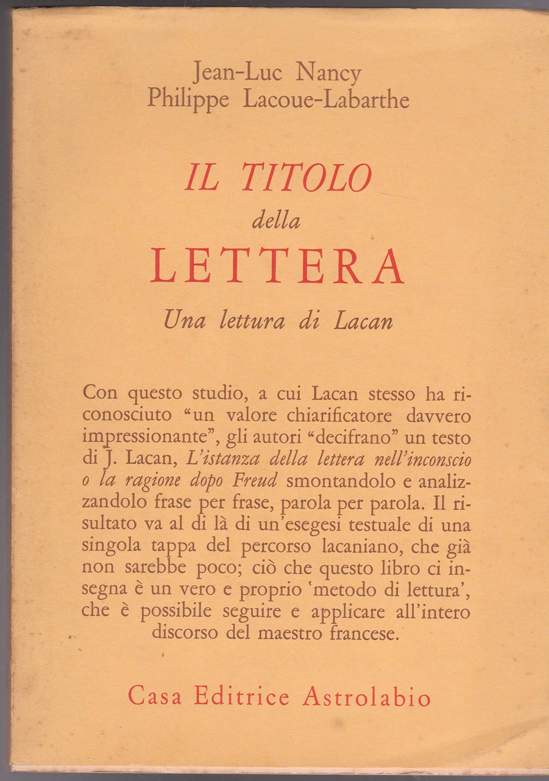 Il titolo della lettera. Una lettura di Lacan book