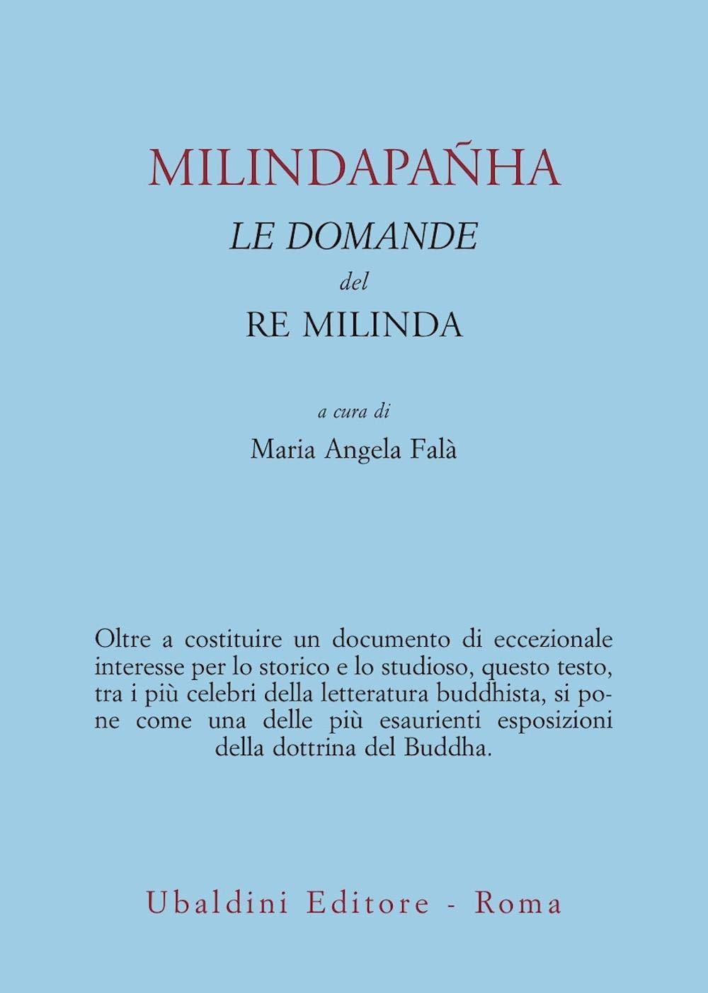 Milindapanha. Le domande del re Milinda book