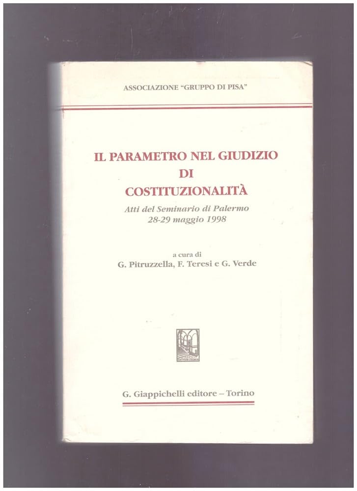 Il parametro nel giudizio di costituzionalità. Atti del Seminario (Palermo, 28-29 maggio 1998) (Associazione Gruppo di Pisa) Law