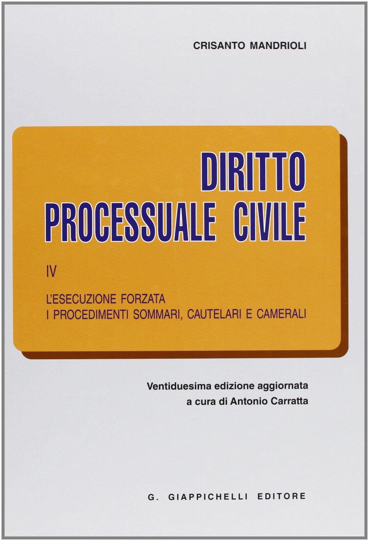 Diritto processuale civile. L'esecuzione forzata. I procedimenti sommari, cautelari e camerali (Vol. 4) book