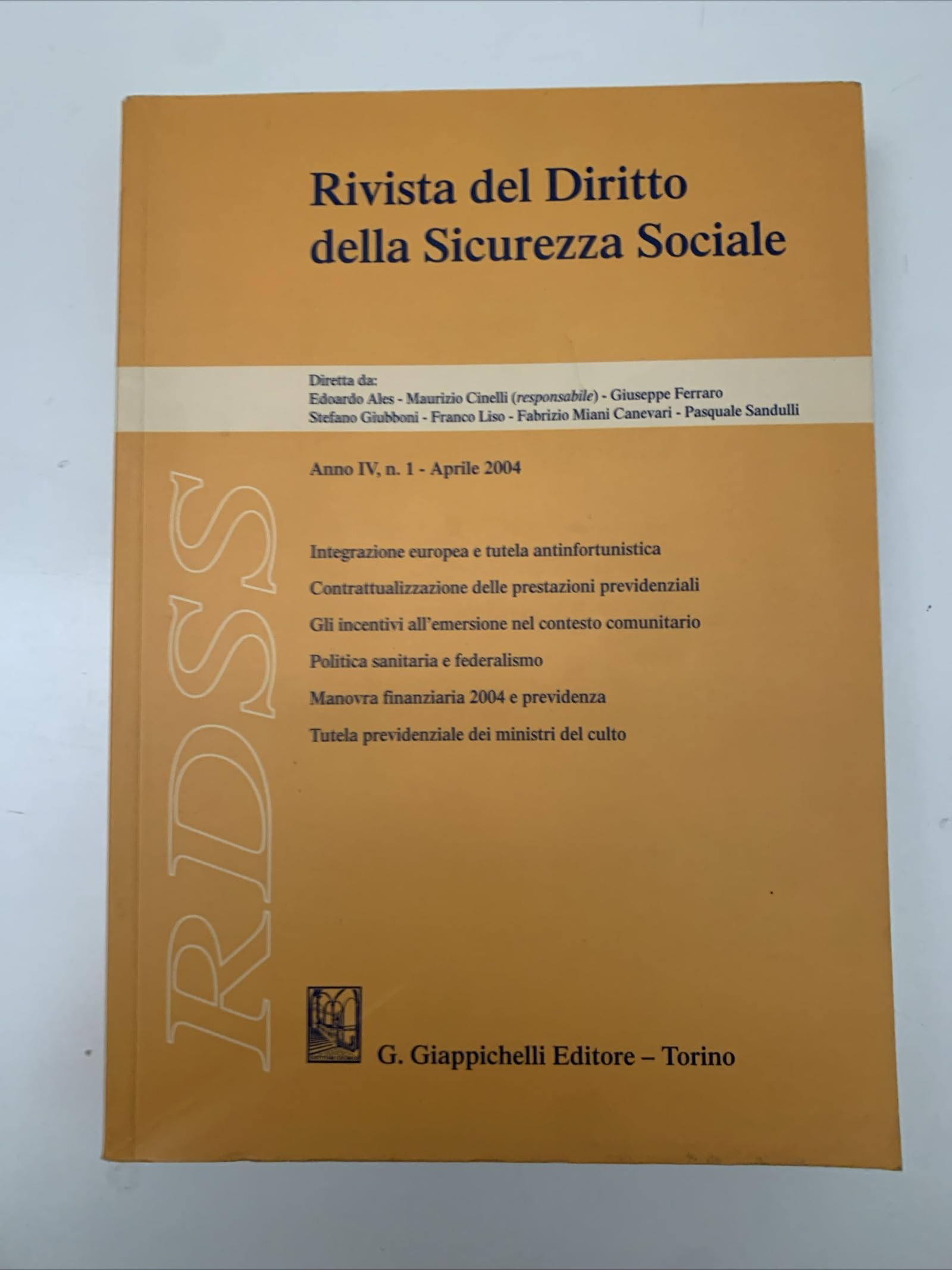Product Image: RDSS. Rivista del diritto della sicurezza sociale (2004) (Vol. 1)