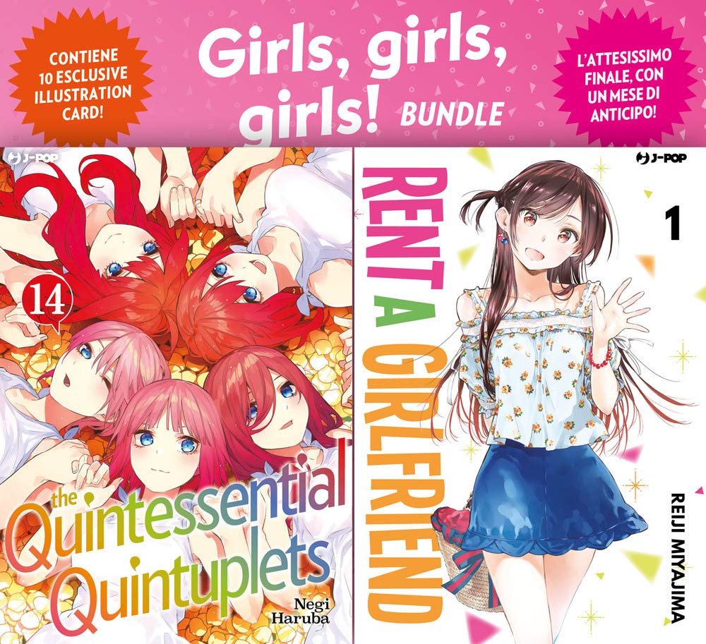 Girls girls girls! bundle: Rent a girlfriend vol. 1-The quintessential quintuplets vol. 14. Con 10 Carte book