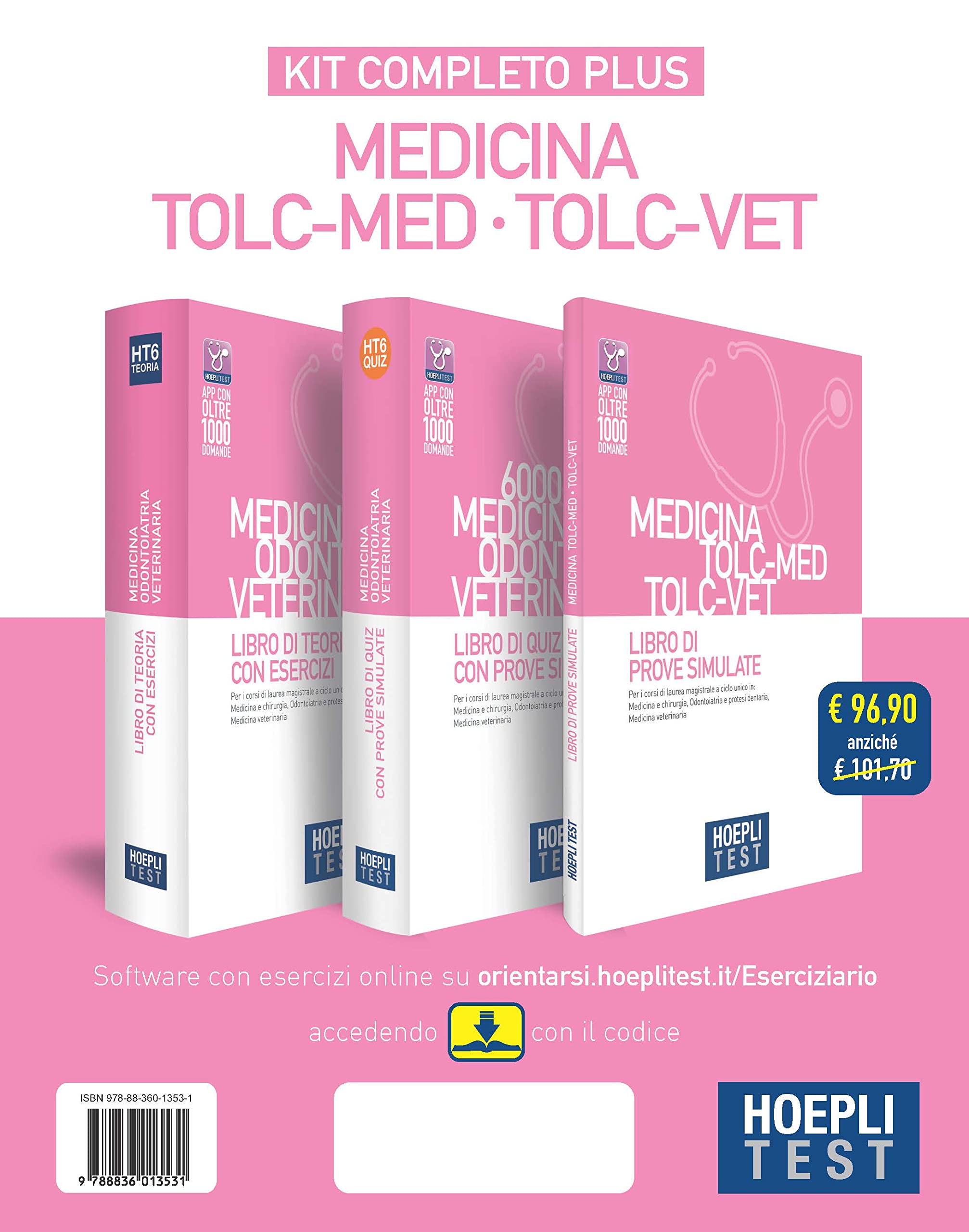 Hoepli test. Medicina, Odontoiatria, Veterinaria TOLC-MED e TOLC-VET. Kit completo Plus: Libro di teoria con esercizi-6000 quiz-Libro di prove simulate Medicine