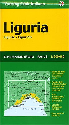 Liguria /Ligurie /Ligurien: 1:200000: Ortsnamenverzeichnis, Strassenentfernungen (Carte regionali 1:200.000) Leisure, Home & Garden