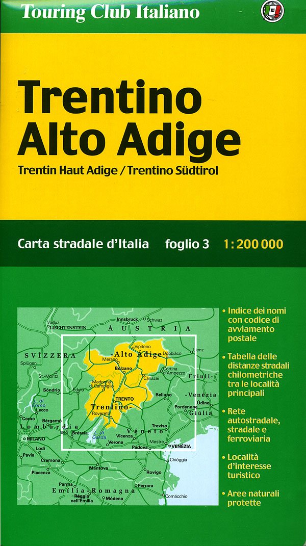 Trentino Alto Adige /Trentin Haut Adige /Trient Südtirol: 1:200000: Ortsnamenverzeichnis, Strassenentfernungen (Carte Regionali) Leisure, Home & Garden