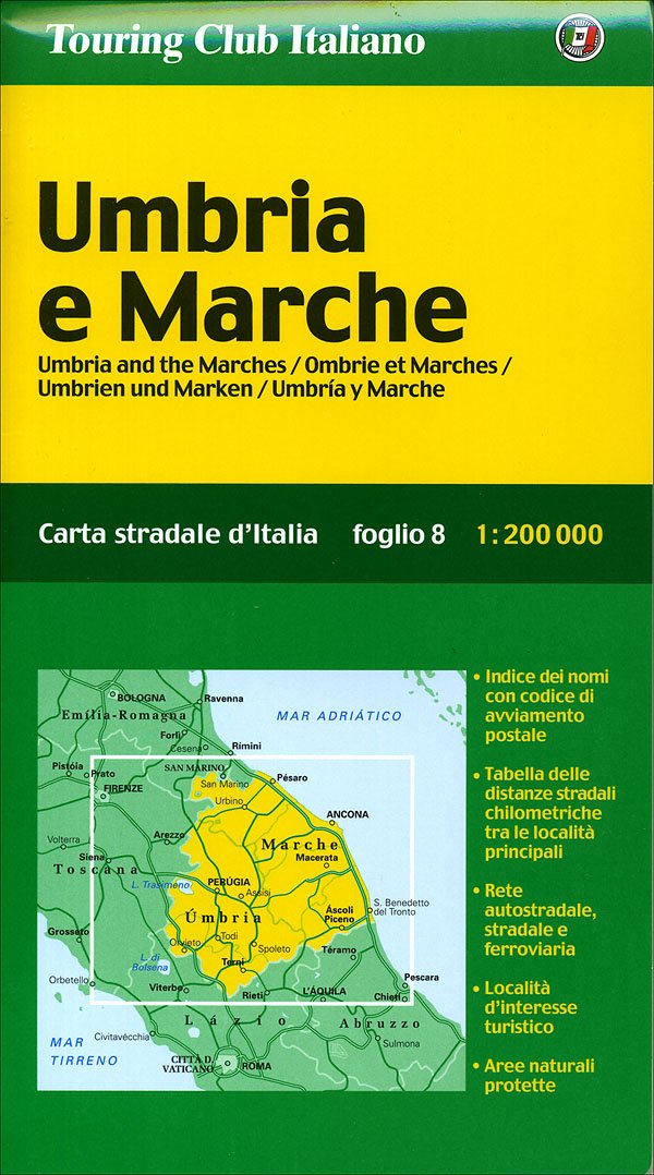 Umbria e Marche /Umbria and the Marches /Umbrien und Marken: 1:200000: Ortsnamenverzeichnis, Strassenentfernungen (Carte Regionali) Leisure, Home & Garden
