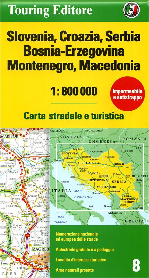 Slovenia, Croazia, Serbia, Bosnia Erzegovina, Montenegro, Macedonia 1:800.000. Carta stradale e turistica (Carte d'Europa 1:800.000) Leisure, Home & Garden