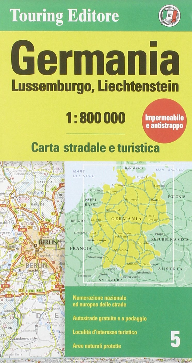 Germania, Lussemburgo, Liechtenstein 1:800.000. Carta stradale e turistica (Carte d'Europa 1:800.000) Leisure, Home & Garden