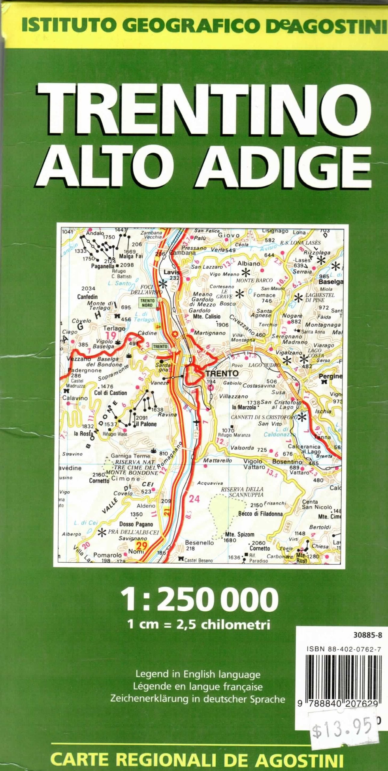 Carte regionali De Agostini: Con indice dei nomi : 1:250 000, 1 cm = 2,5 chilometri : carta stradale con simbologia turistica book