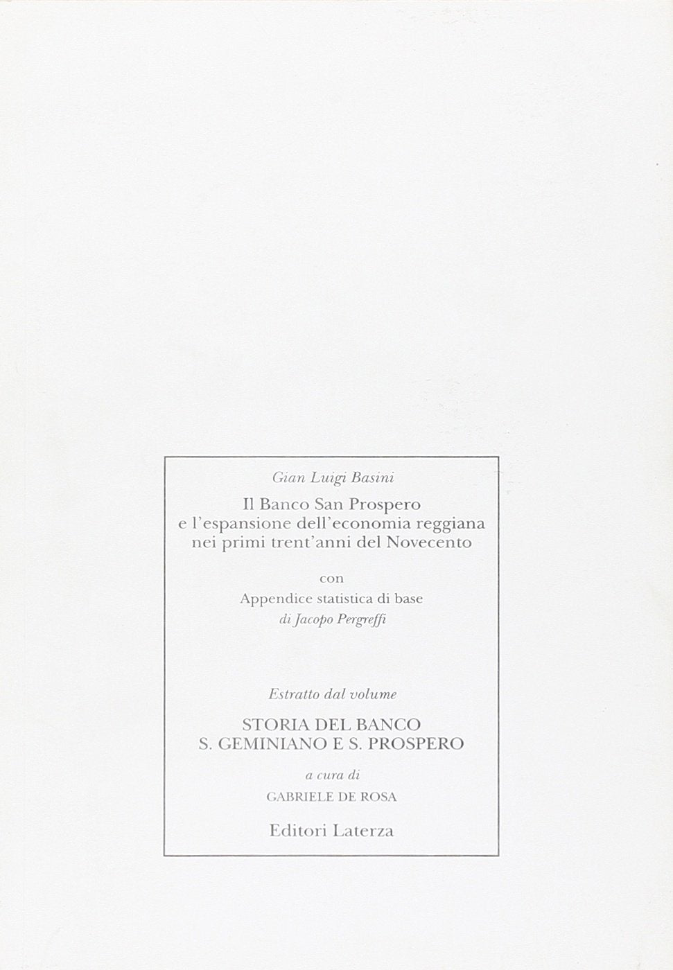 Il banco di San Prospero (Opere varie) Books