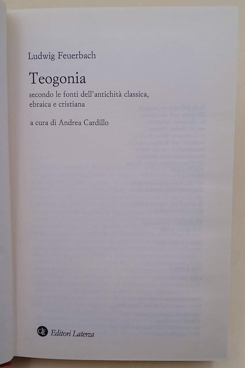 Teogonia secondo le fonti dell'antichità classica, ebraica e cristiana Philosophy
