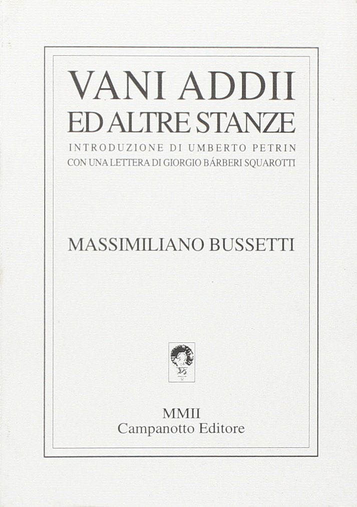 Vani addii ed altre stanze Poetry
