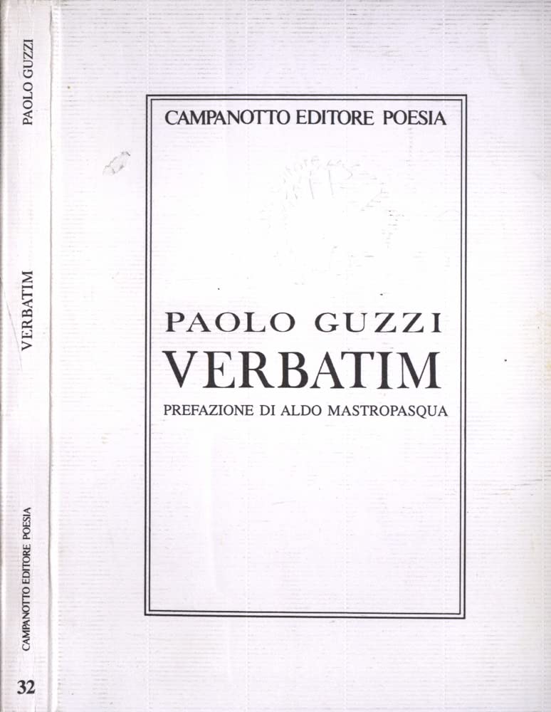 Verbatim. Poesie (1972-2002) (Poesia) Poetry