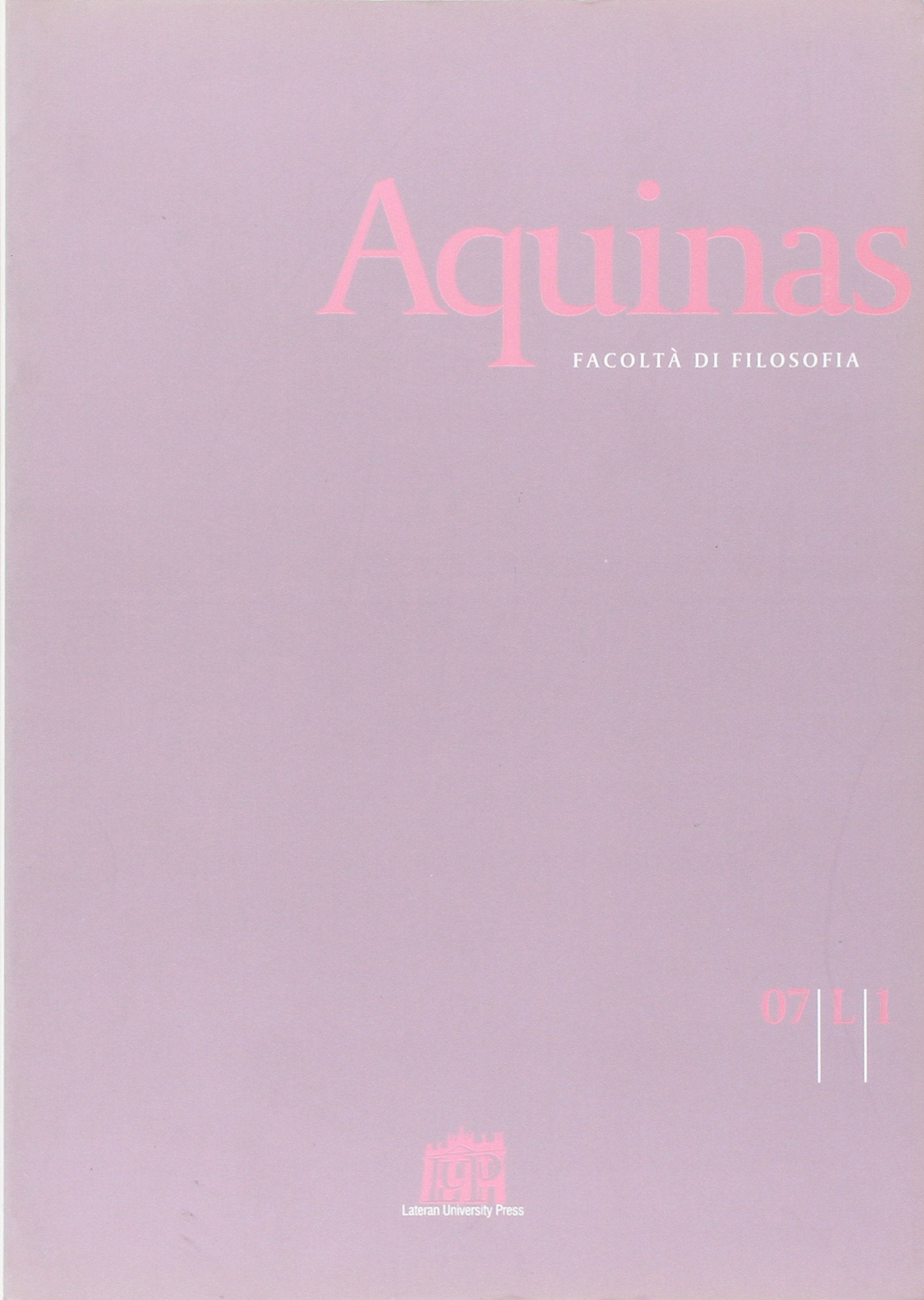 Aquinas. Rivista internazionale di filosofia (2007) (Vol. 1) Philosophy