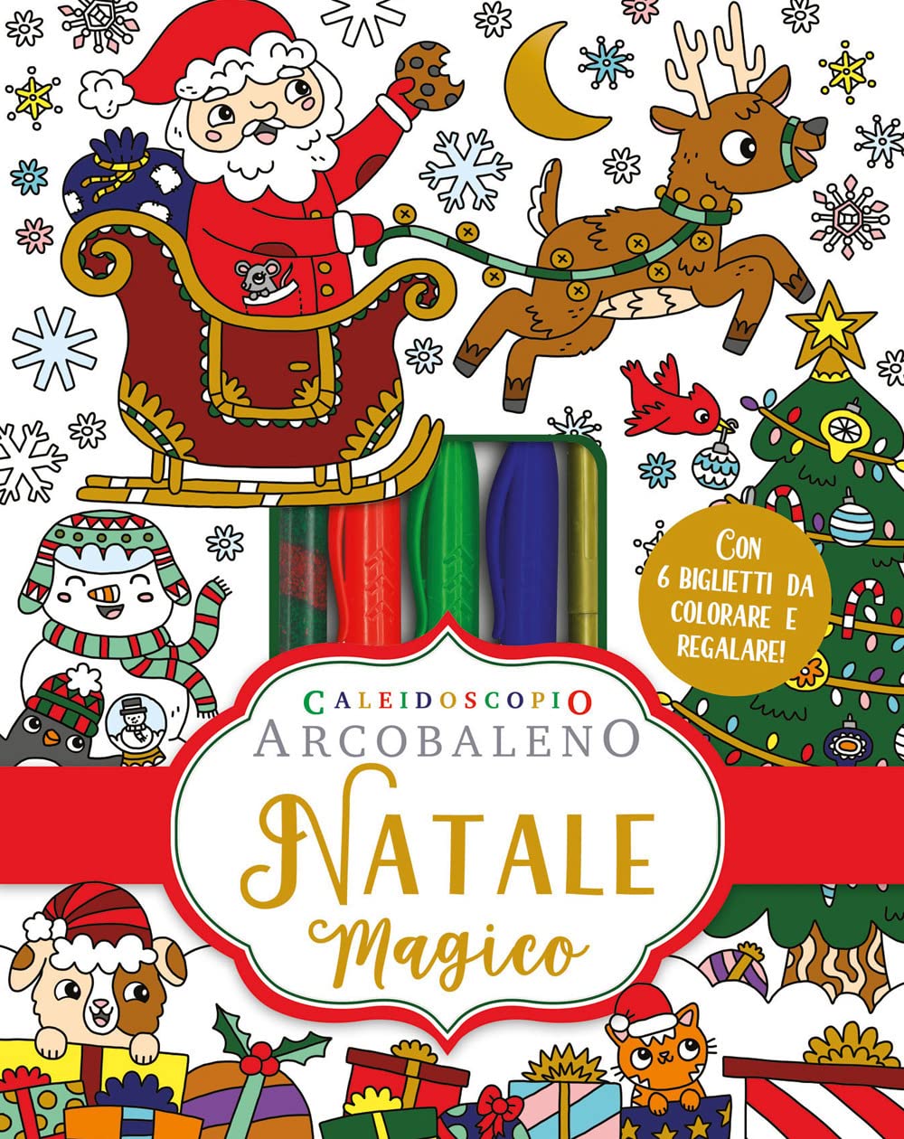 Caleidoscopio Arcobaleno. Natale magico. Ediz. illustrata. Con 6 biglietti da regalo. Con colla. Con 4 pennarelli book