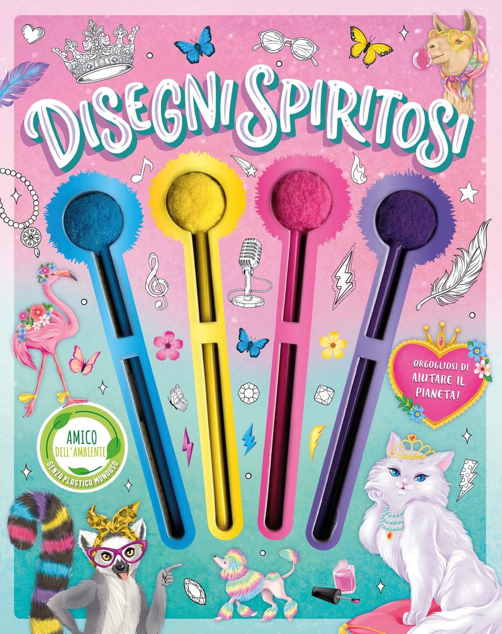Disegni spiritosi. Ediz. illustrata. Con 4 matite colorate con pompon book