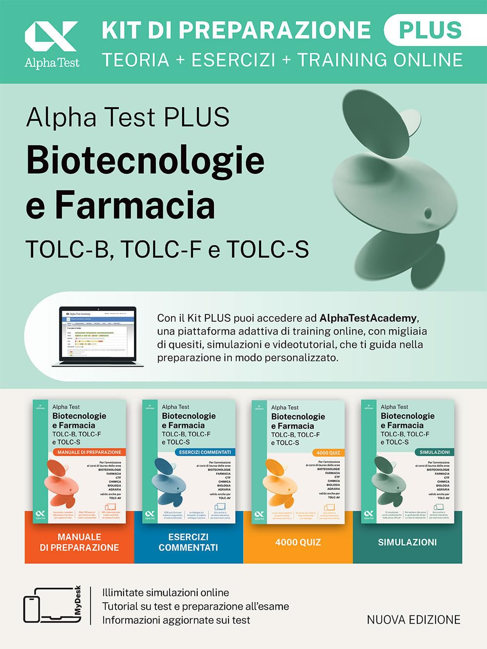Alpha Test Biotecnologie e Farmacia TOLC-B, TOLC-F e TOLC-S 2026-2027. Kit di preparazione Plus. Per test di ammissione universitari, anche per TOLC-AV. Con piattaforma e simulatore online book