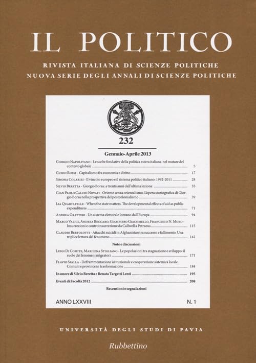 Il politico. Rivista italiana di scienze politiche (2013) (Vol. 232) Reference Books