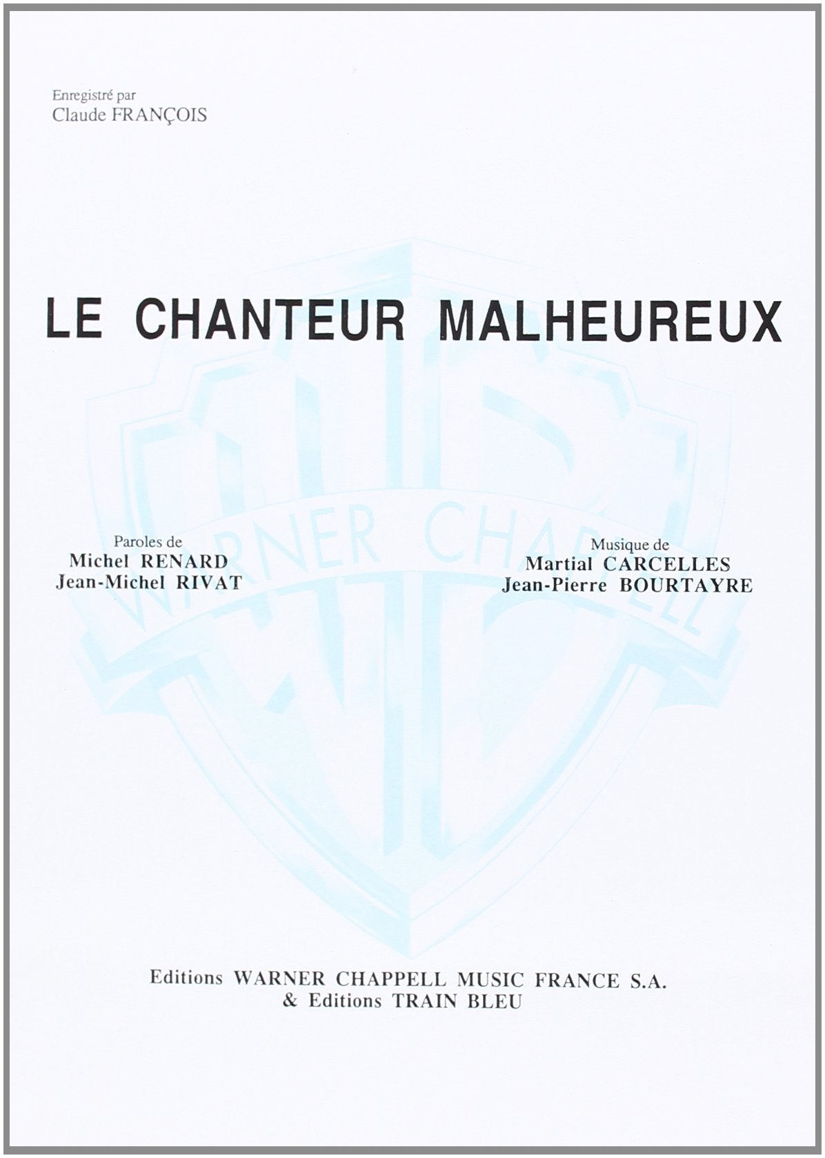 Francois Claude Le Chanteur Malheureux Voice & Piano Book Arts & Music