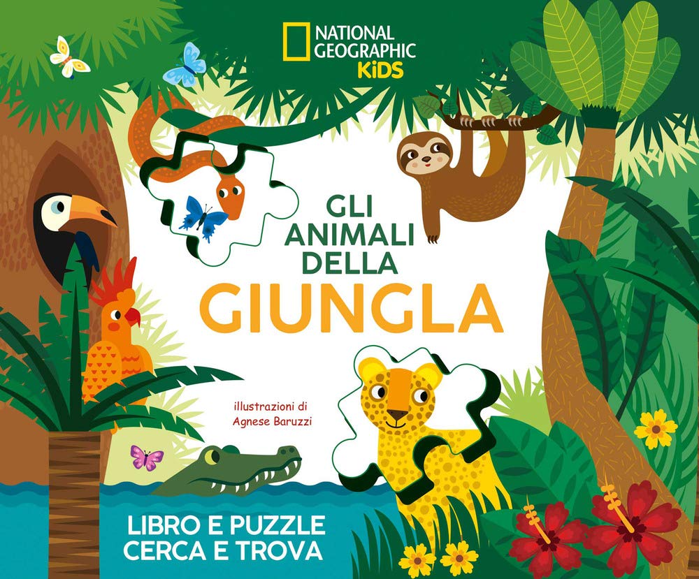 Gli animali della giungla. Libro e puzzle cerca e trova. Ediz. a colori. Con puzzle. Con Poster book