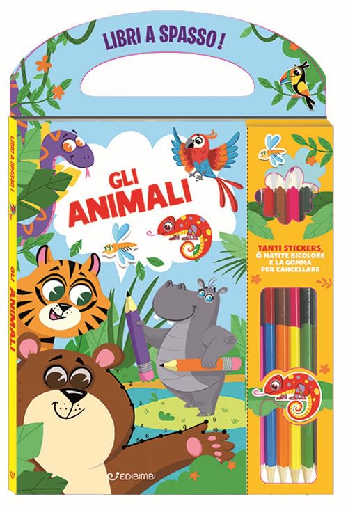 Gli animali. Libri a spasso. Ediz. a colori. Con gomma. Con 6 matite bicolore book