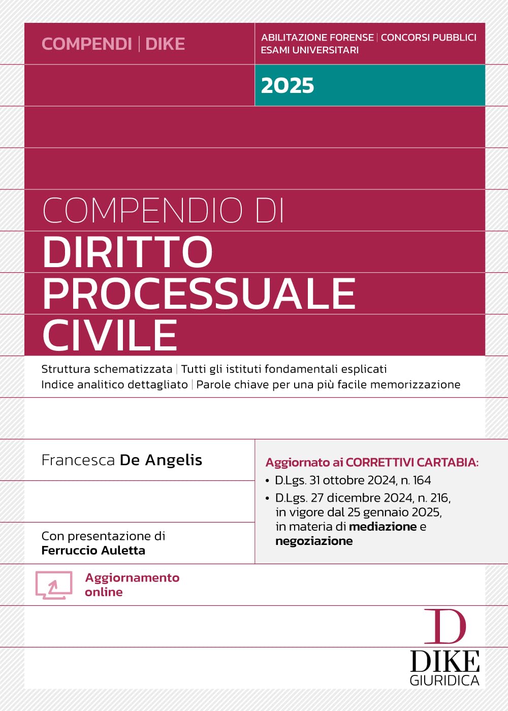 Compendio di diritto processuale civile 2025. Ediz. ridotta. Con aggiornamento online book