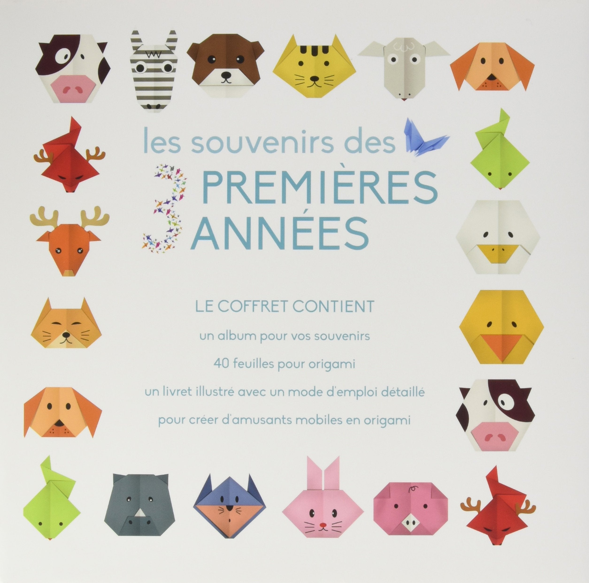 Les souvenirs des 3 premières années (garçon): Le coffret contient : un album pour vos souvenirs, 40 feuilles pour origami, un livret illustré avec un ... pour créer d'amusants mobiles en origami Books