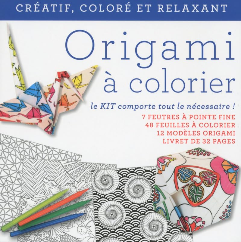 Origami à colorier: 1 livret, 12 modèles, 48 feuilles à colorier, 7 feutres Books