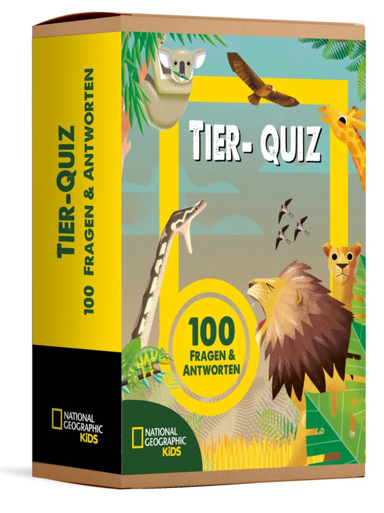 Tier-Quiz. 100 Fragen über Tiere für Quizfans und Tierfans (100 Fragen & Antworten): National Geographic Kids; 100 Fragekarten in einer Aufbewahrungsbox; für Kinder ab 5 Jahren Tiptoi & Games