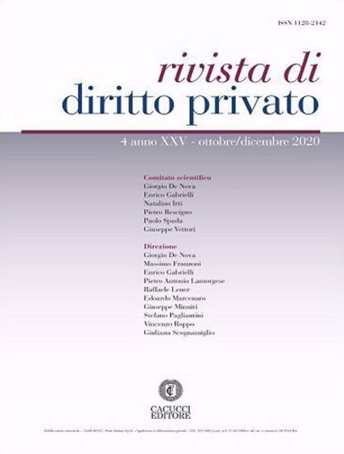 Rivista di diritto privato. Nuova ediz.. Ottobre-dicembre (2020) (Vol. 4) Law