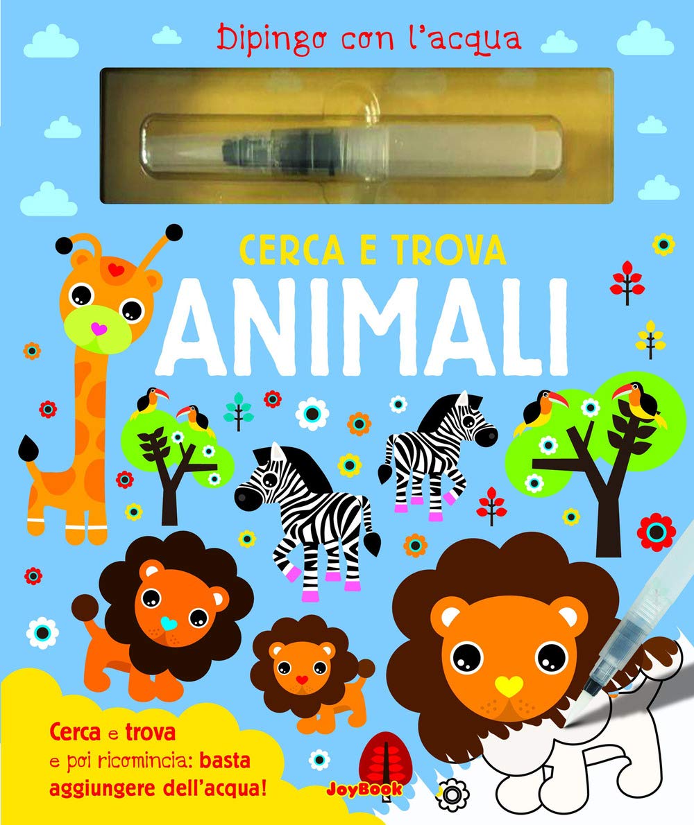 Cerca e trova animali. Dipingo con l'acqua. Con pennarello ad acqua book
