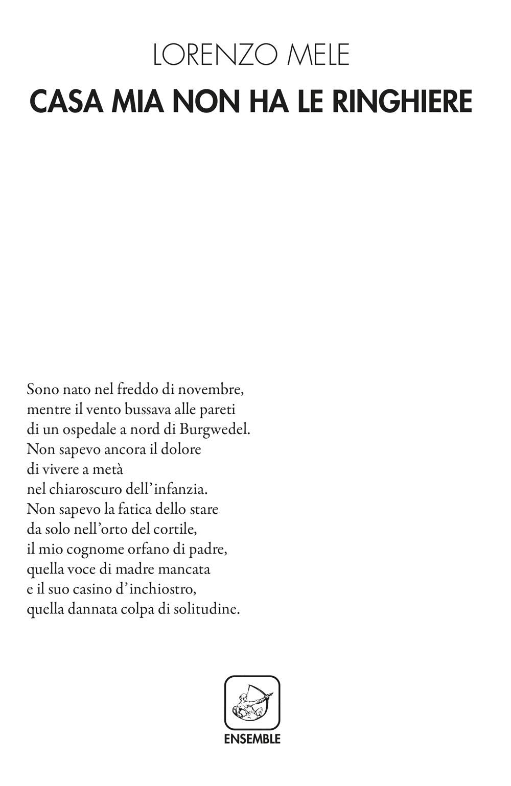 Casa Mia Non Ha Le Ringhiere Poetry