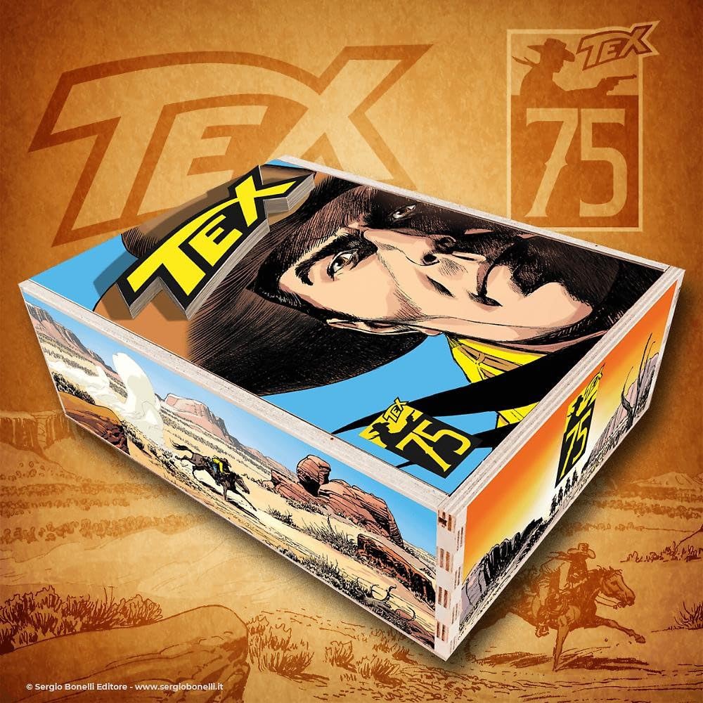 Tex 75. Box legno. Con shopper in tela, cartolina book