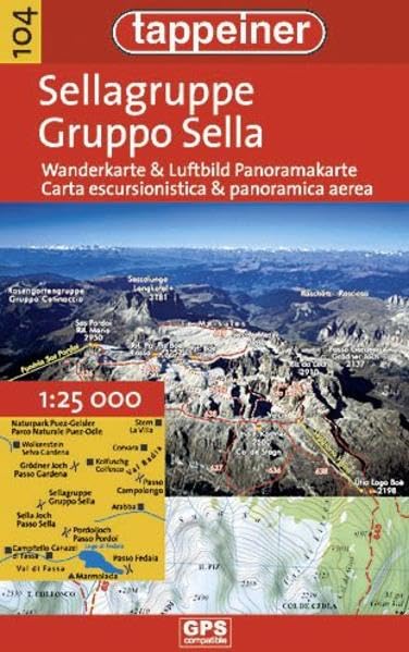 Wanderkarte Sellagruppe: Cartina escursionistica Gruppo Sella (Kombinierte Sommer-Wanderkarten Südtirol: Topografische Karte + 3D-Panoramakarte) Leisure, Home & Garden