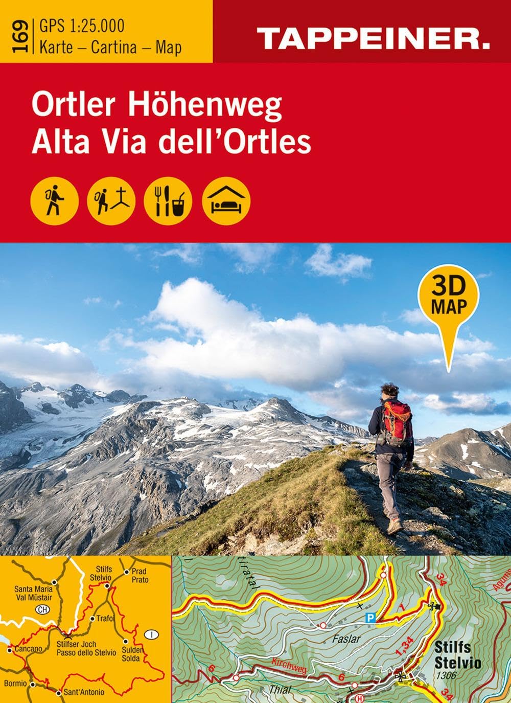 3D-Wanderkarte Ortler-Höhenweg: Cartina escursionistica 3D Alta Via dell'Ortles (Kombinierte Sommer-Wanderkarten Südtirol / Topografische Karte + 3D-Panoramakarte) Leisure, Home & Garden